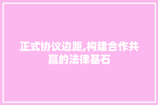 正式协议边距,构建合作共赢的法律基石