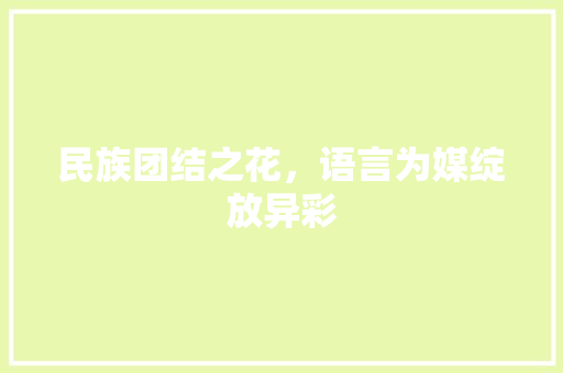 民族团结之花，语言为媒绽放异彩