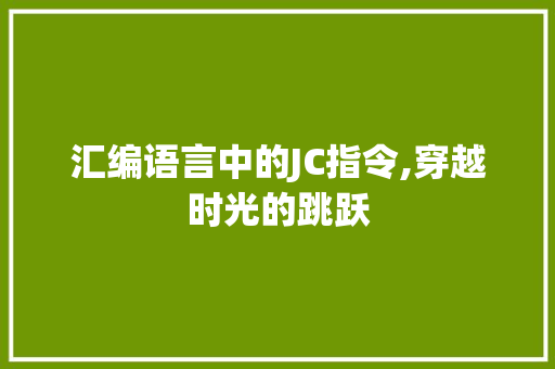 汇编语言中的JC指令,穿越时光的跳跃
