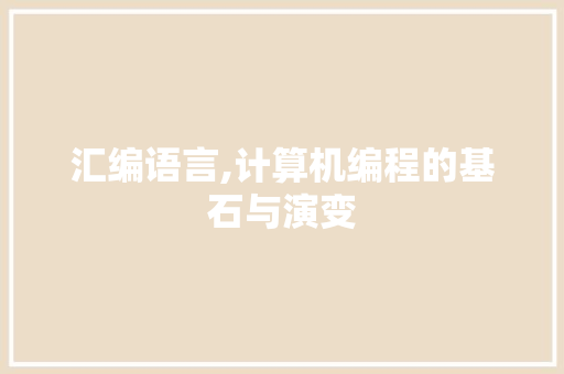 汇编语言,计算机编程的基石与演变