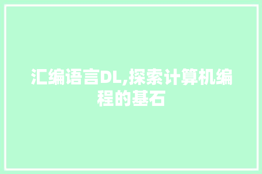 汇编语言DL,探索计算机编程的基石