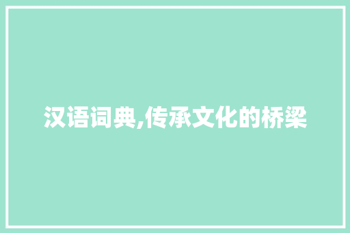 汉语词典,传承文化的桥梁 神马SEO