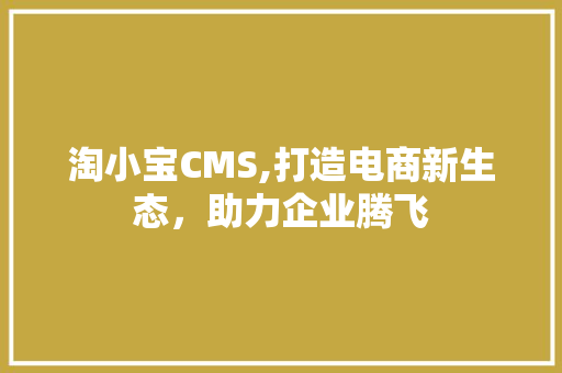 淘小宝CMS,打造电商新生态，助力企业腾飞