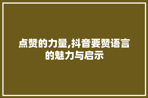 点赞的力量,抖音要赞语言的魅力与启示