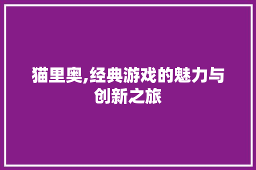 猫里奥,经典游戏的魅力与创新之旅