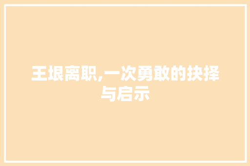 王垠离职,一次勇敢的抉择与启示