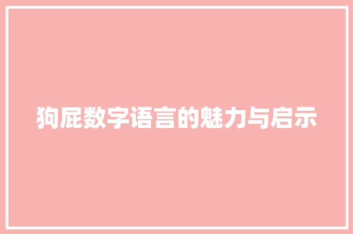 狗屁数字语言的魅力与启示