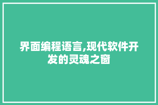 界面编程语言,现代软件开发的灵魂之窗