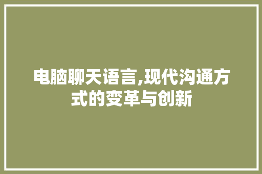 电脑聊天语言,现代沟通方式的变革与创新