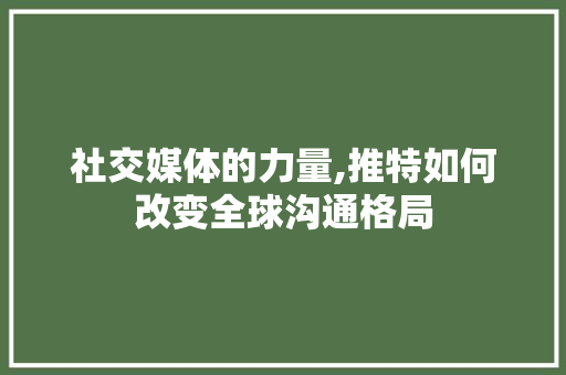社交媒体的力量,推特如何改变全球沟通格局