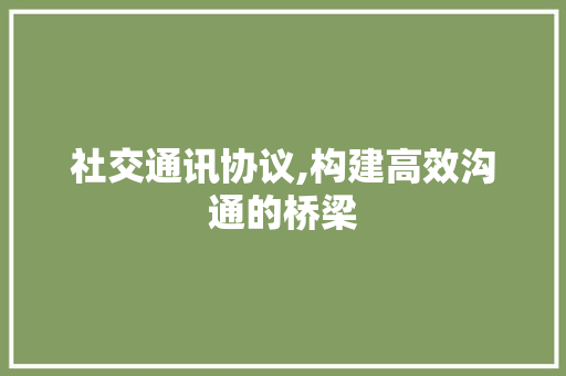 社交通讯协议,构建高效沟通的桥梁 百度SEO