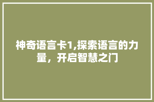 神奇语言卡1,探索语言的力量，开启智慧之门