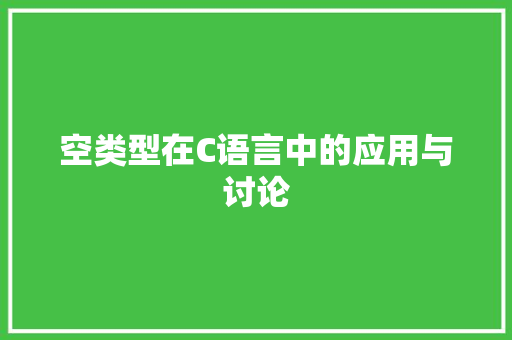空类型在C语言中的应用与讨论