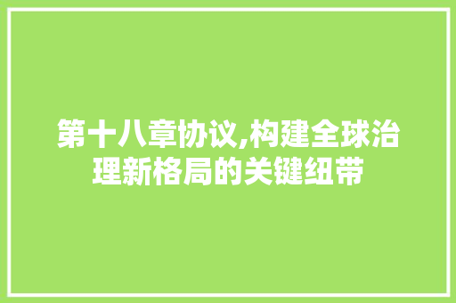 第十八章协议,构建全球治理新格局的关键纽带