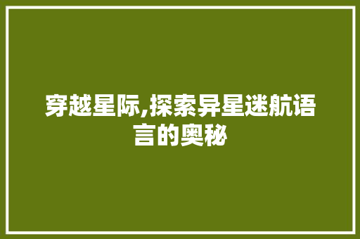 穿越星际,探索异星迷航语言的奥秘