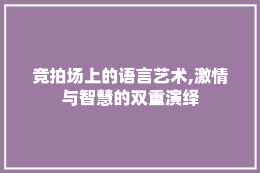 竞拍场上的语言艺术,激情与智慧的双重演绎