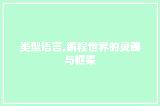 类型语言,编程世界的灵魂与框架
