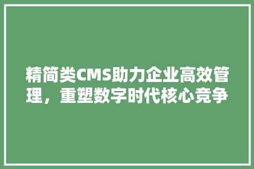 精简类CMS助力企业高效管理，重塑数字时代核心竞争力 神马SEO