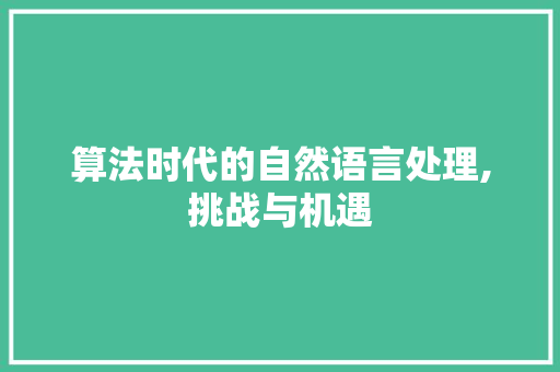 算法时代的自然语言处理,挑战与机遇