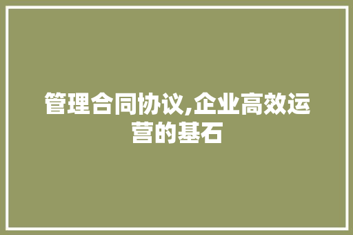 管理合同协议,企业高效运营的基石