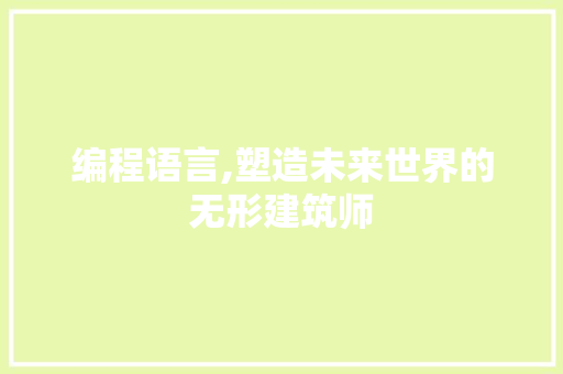 编程语言,塑造未来世界的无形建筑师 百度SEO