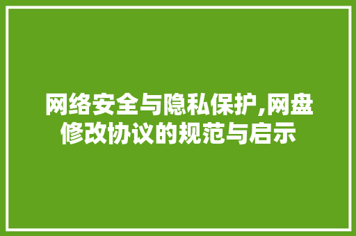 网络安全与隐私保护,网盘修改协议的规范与启示