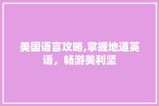 美国语言攻略,掌握地道英语，畅游美利坚