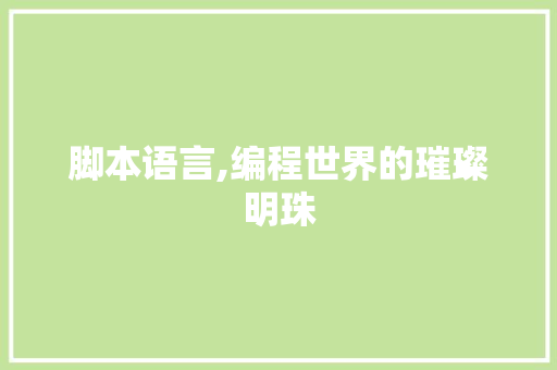 脚本语言,编程世界的璀璨明珠