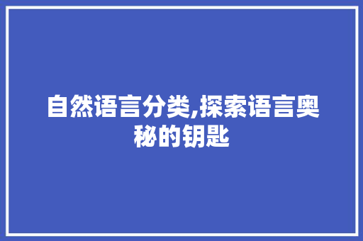 自然语言分类,探索语言奥秘的钥匙 网站建设公司