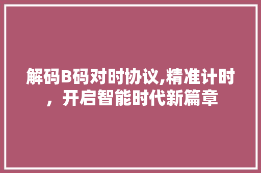 解码B码对时协议,精准计时，开启智能时代新篇章