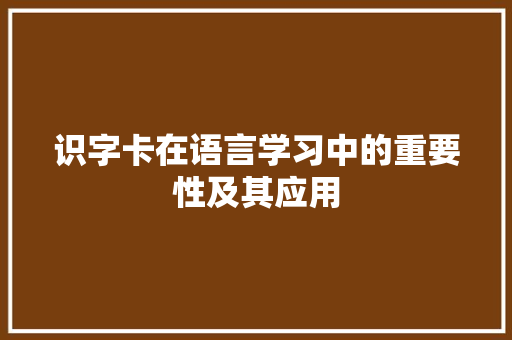 识字卡在语言学习中的重要性及其应用