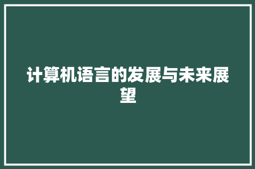 计算机语言的发展与未来展望 网站建设公司