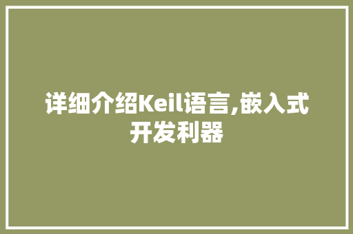 详细介绍Keil语言,嵌入式开发利器 神马SEO
