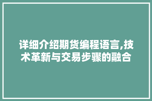 详细介绍期货编程语言,技术革新与交易步骤的融合