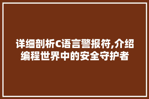 详细剖析C语言警报符,介绍编程世界中的安全守护者 网站建设公司