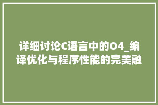 详细讨论C语言中的O4_编译优化与程序性能的完美融合