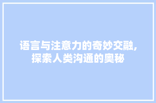 语言与注意力的奇妙交融,探索人类沟通的奥秘