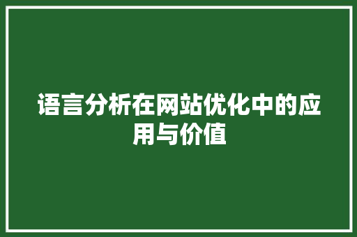 语言分析在网站优化中的应用与价值
