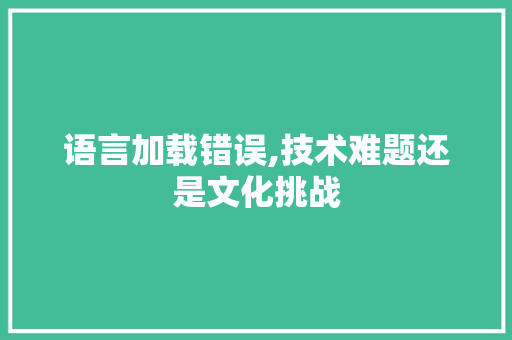 语言加载错误,技术难题还是文化挑战