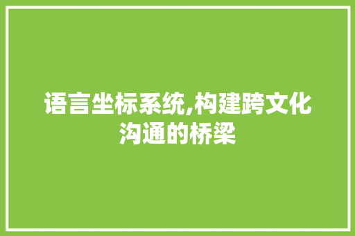 语言坐标系统,构建跨文化沟通的桥梁