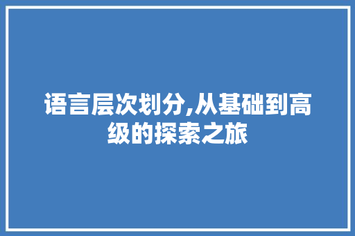 语言层次划分,从基础到高级的探索之旅 网站建设公司