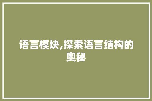 语言模块,探索语言结构的奥秘