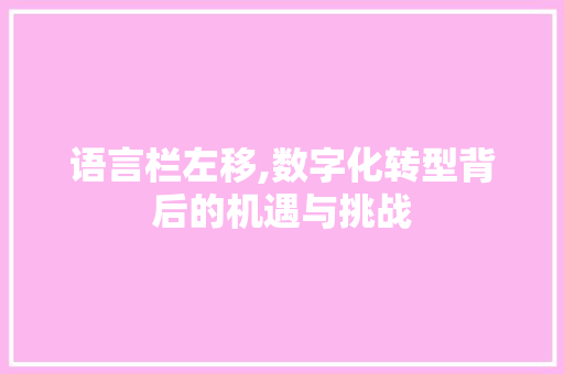 语言栏左移,数字化转型背后的机遇与挑战