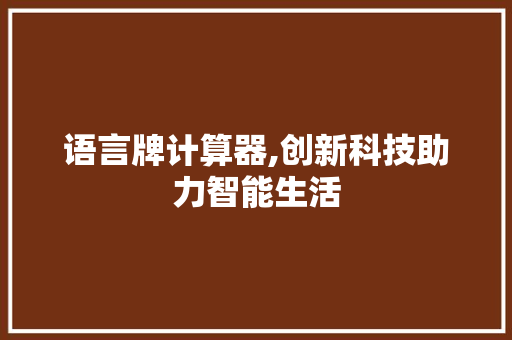 语言牌计算器,创新科技助力智能生活