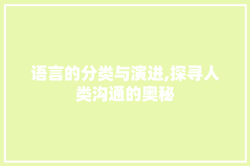 语言的分类与演进,探寻人类沟通的奥秘