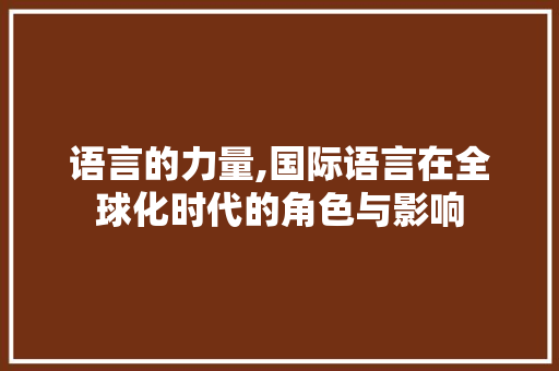 语言的力量,国际语言在全球化时代的角色与影响