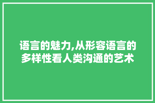 语言的魅力,从形容语言的多样性看人类沟通的艺术