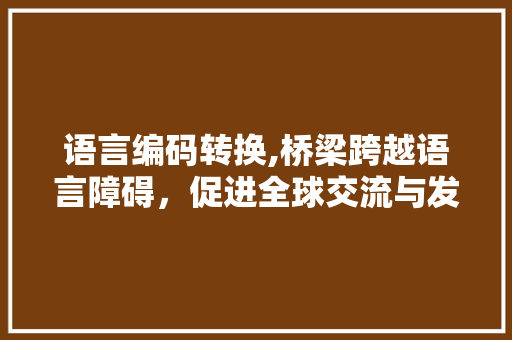 语言编码转换,桥梁跨越语言障碍，促进全球交流与发展