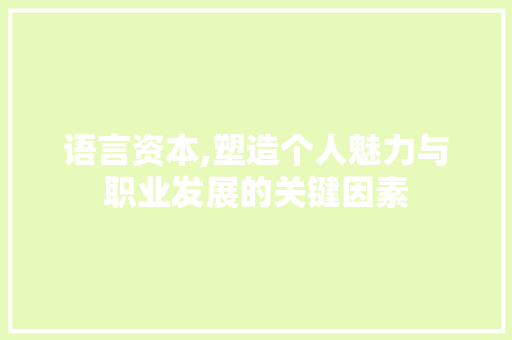 语言资本,塑造个人魅力与职业发展的关键因素