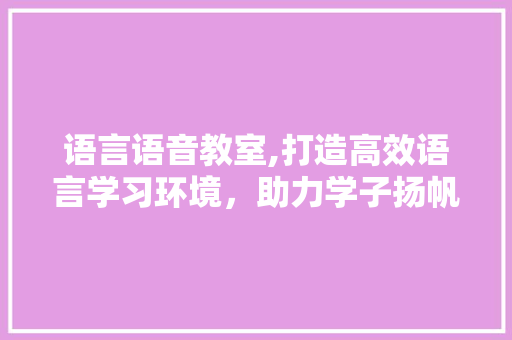 语言语音教室,打造高效语言学习环境，助力学子扬帆起航
